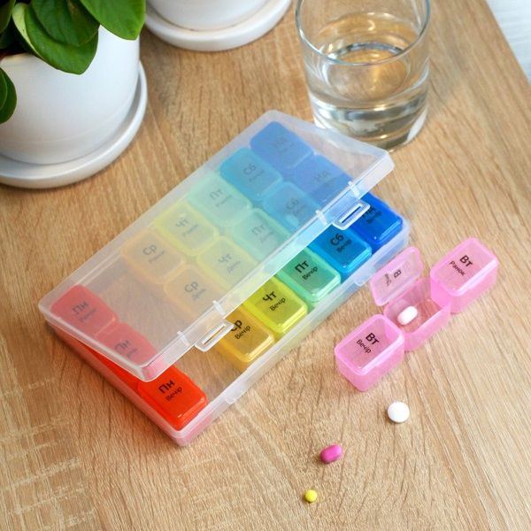 Органайзер для таблеток MVM PC-03 T на 7 дней (таблетница) 23x200x100 мм