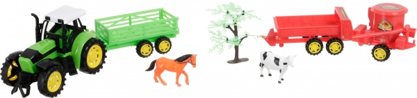 Игровой набор Shantou х6 шт. фермерский трактор с прицепом и фигурками зеленый JY238797