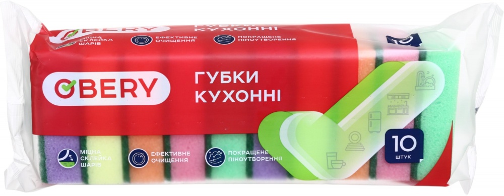 Губка для посуды OBERY Макси 10 шт.