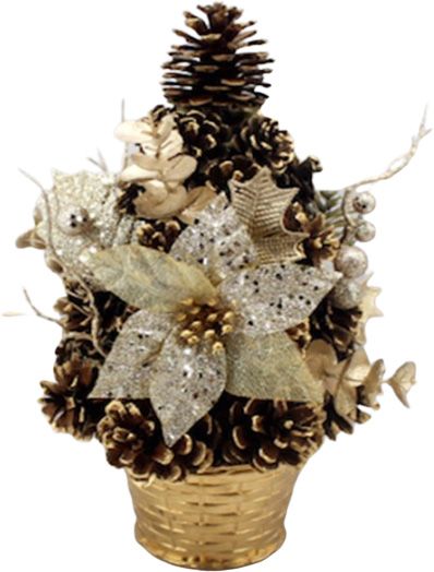 Елка декоративная украшенная 30 см шампань 