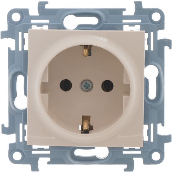 Розетка с заземлением Simon 10 без шторок кремовый CGSZ1.01/41