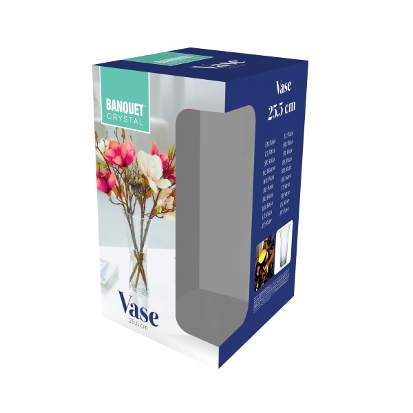 Ваза стеклянная Banquet в подарочной упаковке 25,5 см прозрачная 