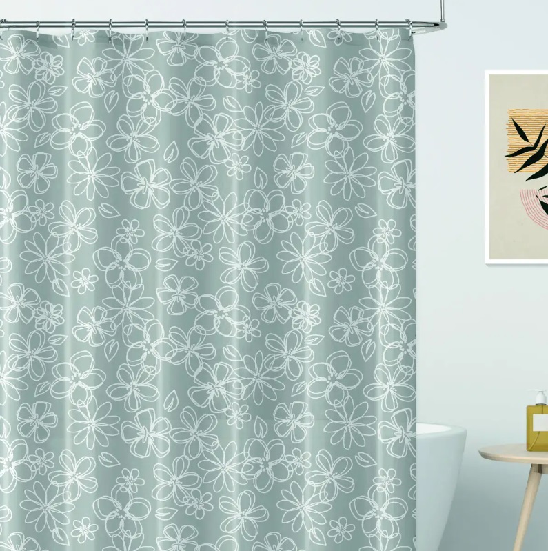 Шторка для ванны Werk Цветочный эскиз PEVA 180x180 (без колец)