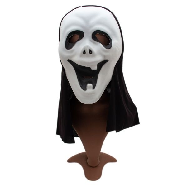 Маска карнавальная для Хэллоуина, белого цвета 18х40 см 