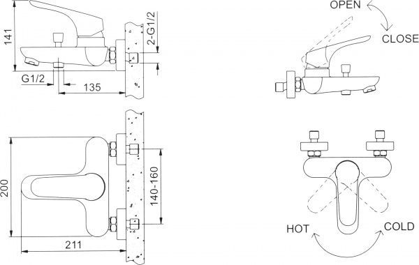 Смеситель для ванны EGO Wave F0419501201