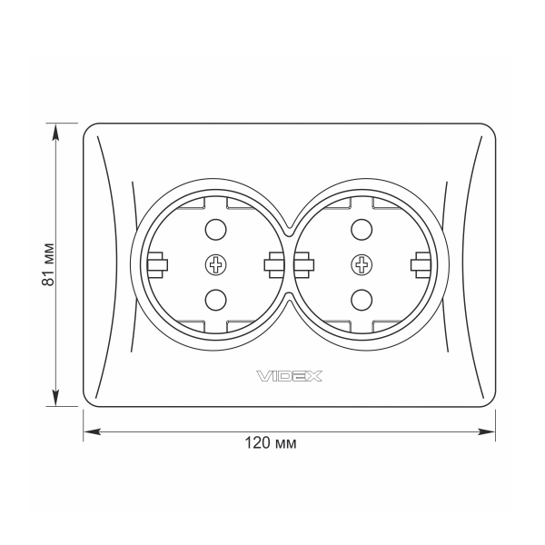 Розетка подвійна із заземленням Videx Binera IP20 кремовий VF-BNSK2G-CR