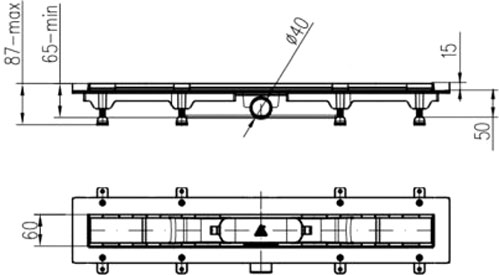 Лінійний трап для душу MCH CH-850 M з полірованою решіткою