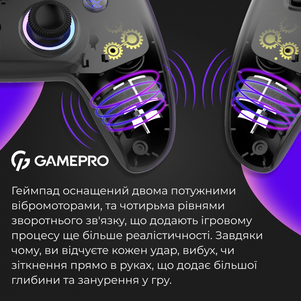 Геймпад бездротовий GamePro GPS13B BT 5.3/USB (PC/iOS/Android/PS3/PS4) RGB Black black