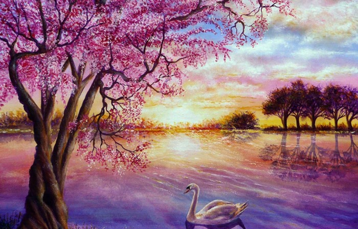 Набор со стразами на картоне 5D Сиреневое подвечерие 21x25 см GoToArt