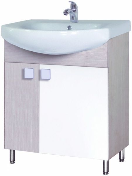 Тумба напольная Мойдодыр ДОМИНО-70-Ф бежевий с умывальником Руно 70