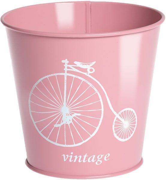 Кашпо декоративне Білий велосипед на рожевому (глянець) 2 л METID