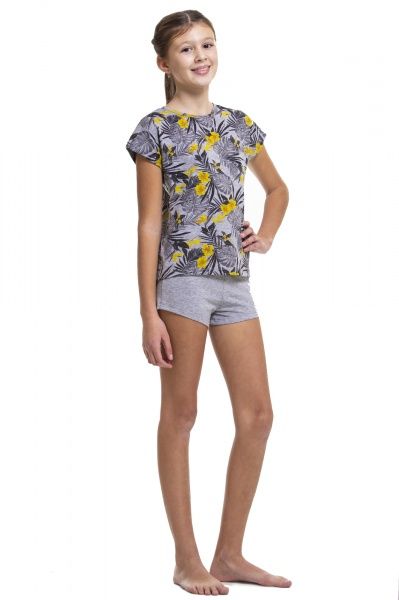 Піжама для дівчаток KOSTA 0103-8 р.134 сіро-жовтий 