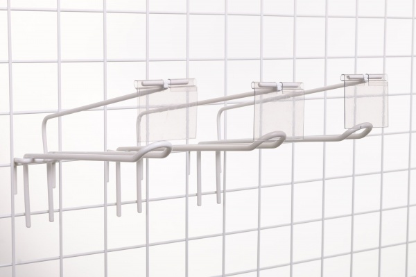 Крючок с держателем ценника 200 мм 10шт. белый