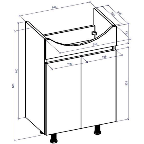 Тумба напольная Грейд Агата белая под умывальник Cersania 55