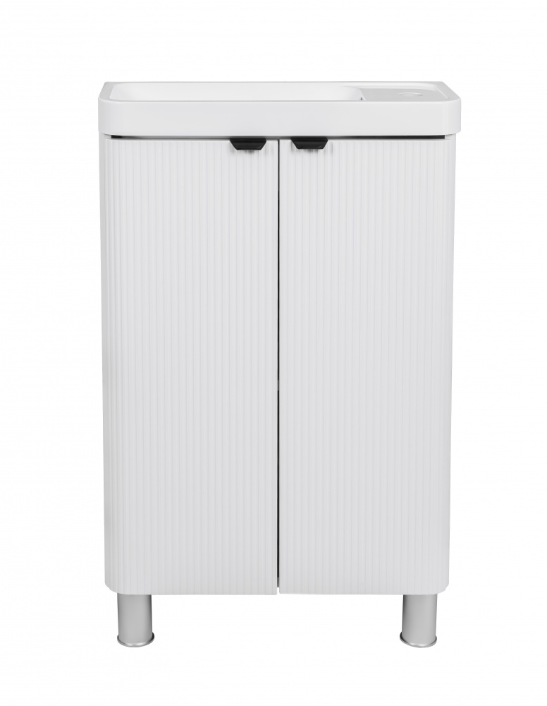 Тумба напольная Aqua Rodos FROST MINI (WHITE-MATT-PVC) с умывальником BAR-WC 50 см