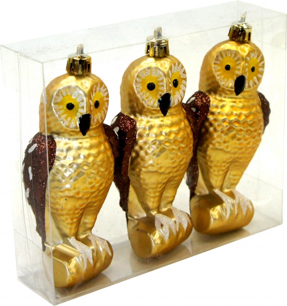 Декорація новорічна Xinchang Trust-Worthy Import & Export Co Сова 12 см золотисто-коричнева 12,3 см T21-31