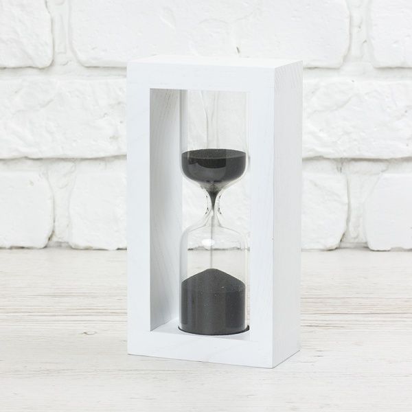 Годинник пісочний Годинник пісочний білий 5 хв., пісок чорний Склоприлад