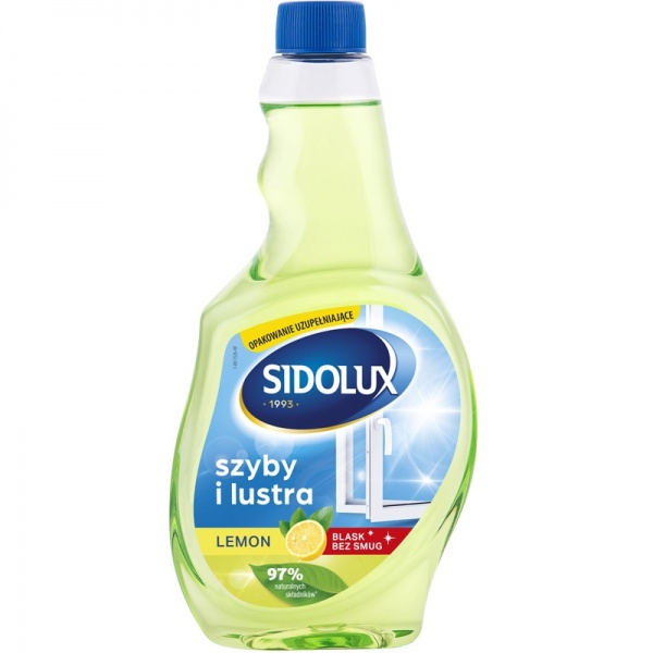 Засіб миючий для скла та дзеркал SIDOLUX Лимон (запаска) 0,5 л