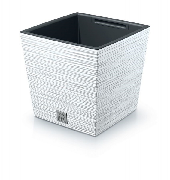 Горшок для цветов Prosperplast Furu 300 мм низкий с вкладышем белый квадратный 14 л (57482-449) 