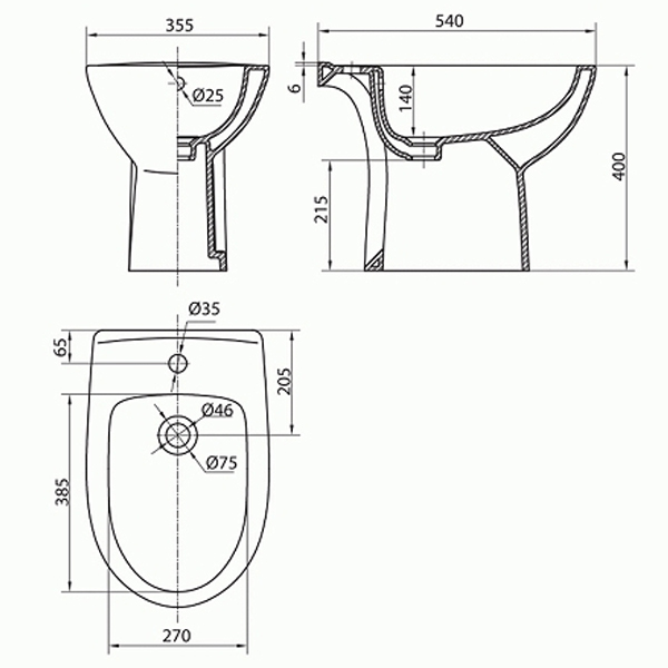 Биде Kolo FREJA L75000000