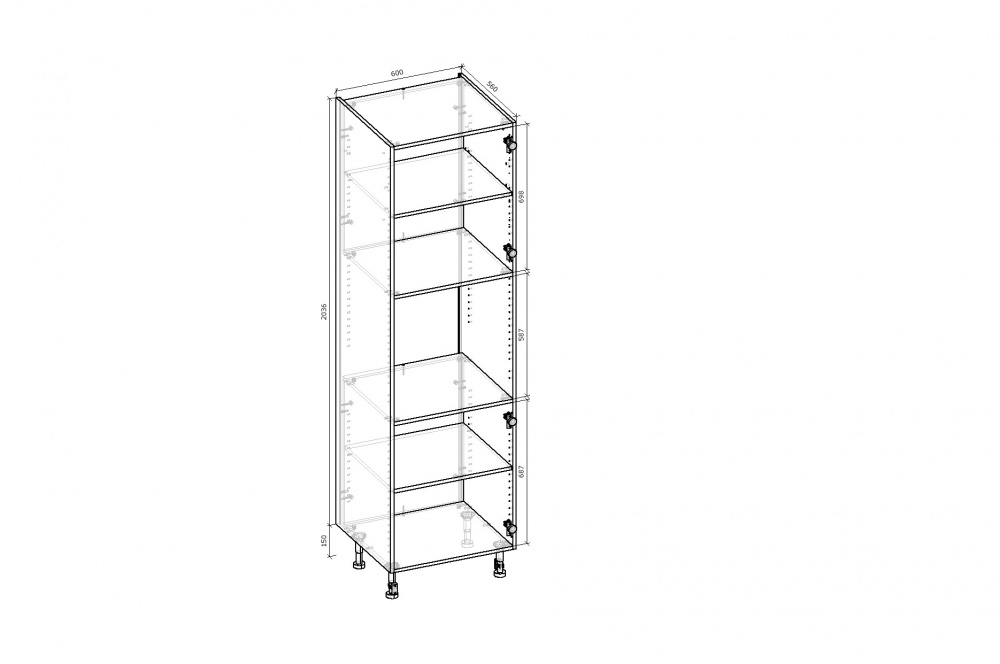 Шкаф под духовку Грейд с распашными фасадами Оптимум 600x2406x560 мм дуб артизан