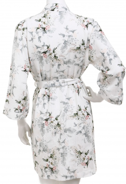 Халат женский SUMMER принт цветочный букет р. XL молочный