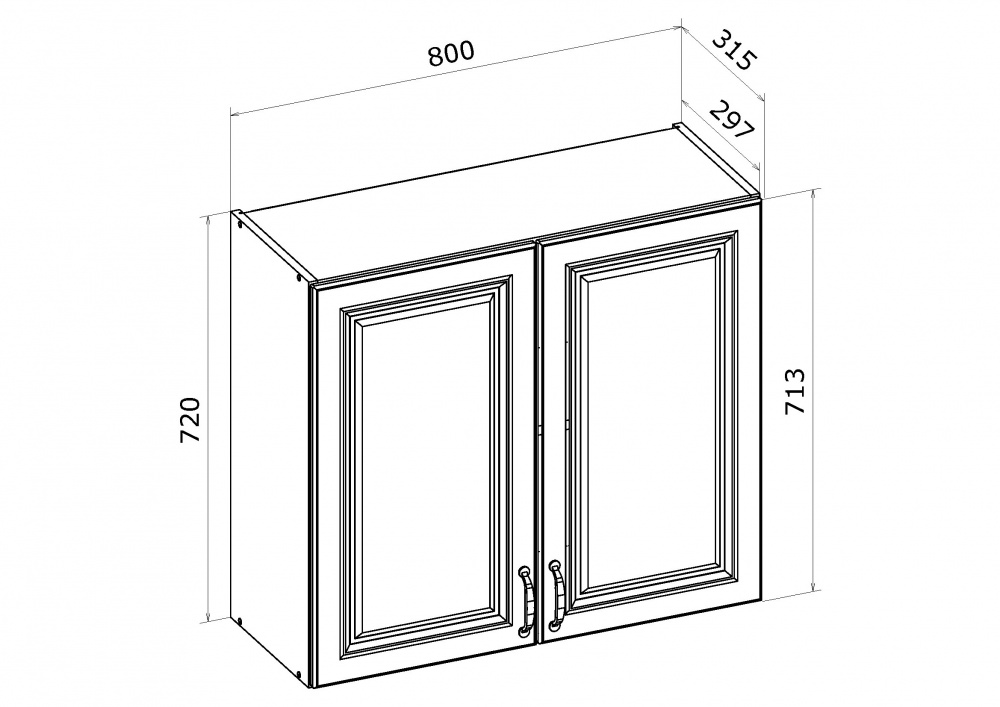 Шафа верхня В 80/72/31,5 МС Глорія_ASHEN /фасад МДФ №332 попелястий матовий/дуб артізан Грейд