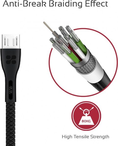 Кабель Promate USB – microUSB 1,2 м чорний (powerbeam-m.black) 