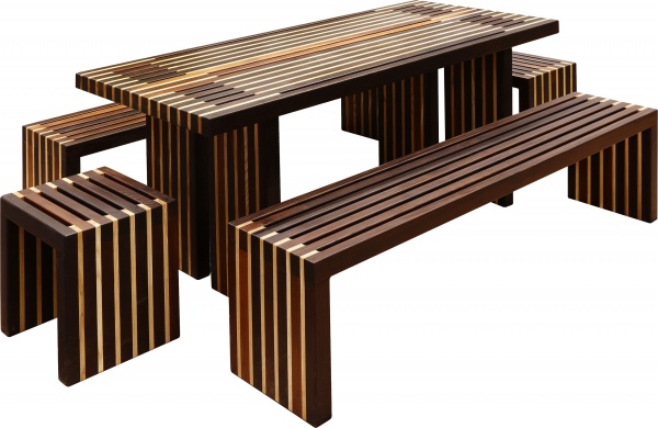 Комплект дерев'яних меблів з термомодифікованої деревини ясен коричневий 