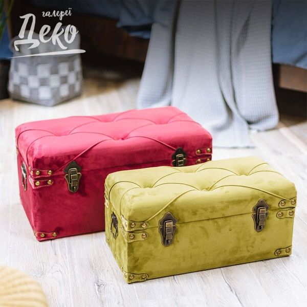 Сундук-пуф Art&Crafts Велюр 64х35х33 см винный 
