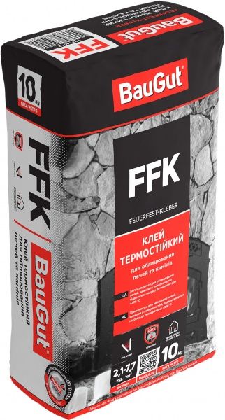 Смесь огнеупорная BauGut FFK облицовочная 10 кг
