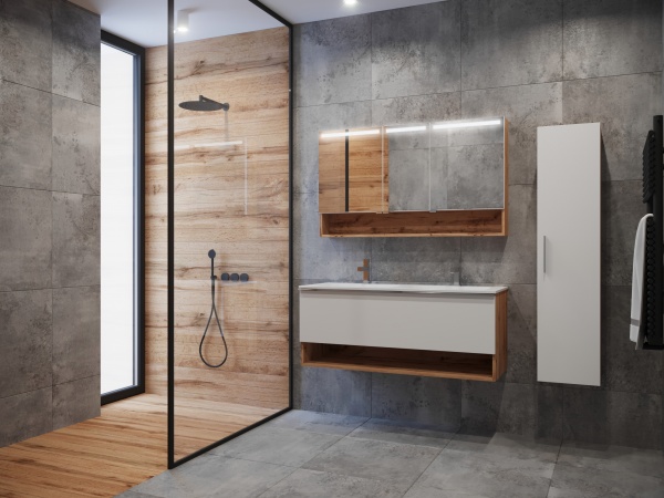 Зеркальный шкаф ЮВЕНТА Domus - 120 дуб натуральный 