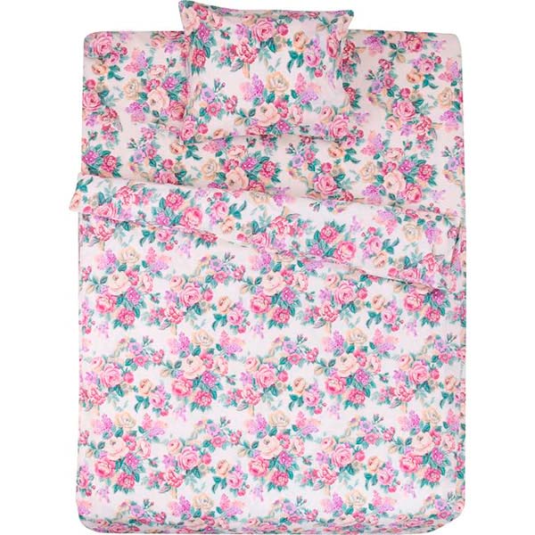 Комплект постільної білизни полуторний Underprice Ніжна троянда бежевий з бузковим