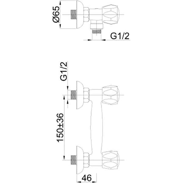 Смеситель для душа Rubineta Prince P20K01