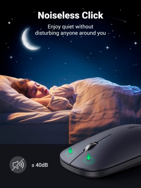 Мишка бездротова UGREEN MU001 Portable Wireless Mouse gray (90373) 