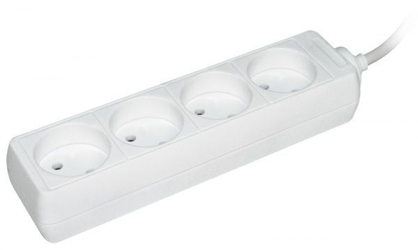 Удлинитель IEK без заземления 4 гн. белый 1,5 м WYP10-06-04-01-N 