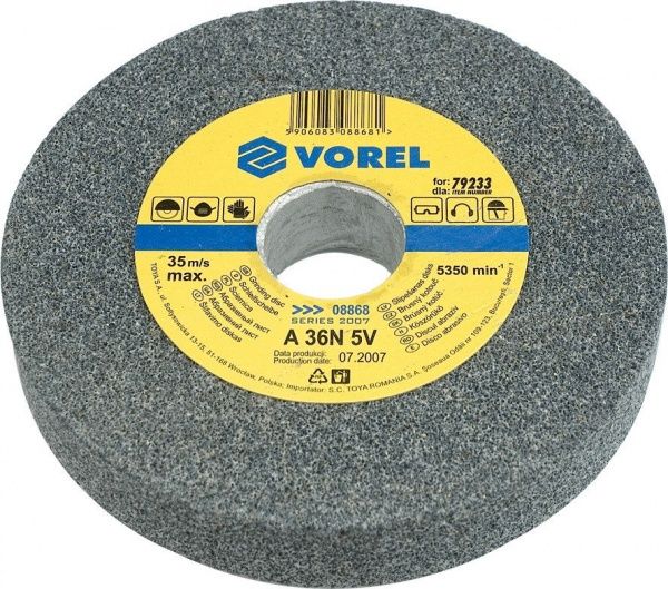 Круг шлифовальный Vorel 150х12,6х17мм, крупнозернистый 08864