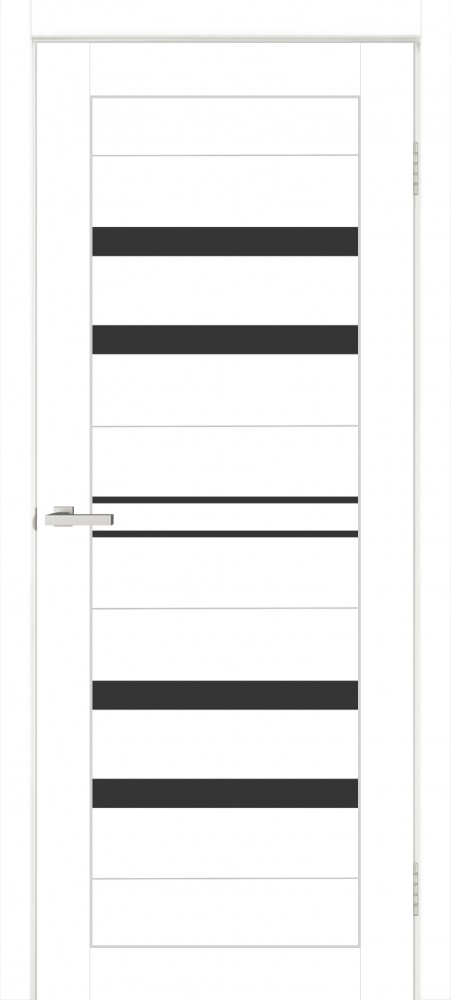 Дверне полотно ОМіС Lego 11 ВG (з фрезеруванням п/з 96/85) ПО чорне скло 800 мм білий емалекс