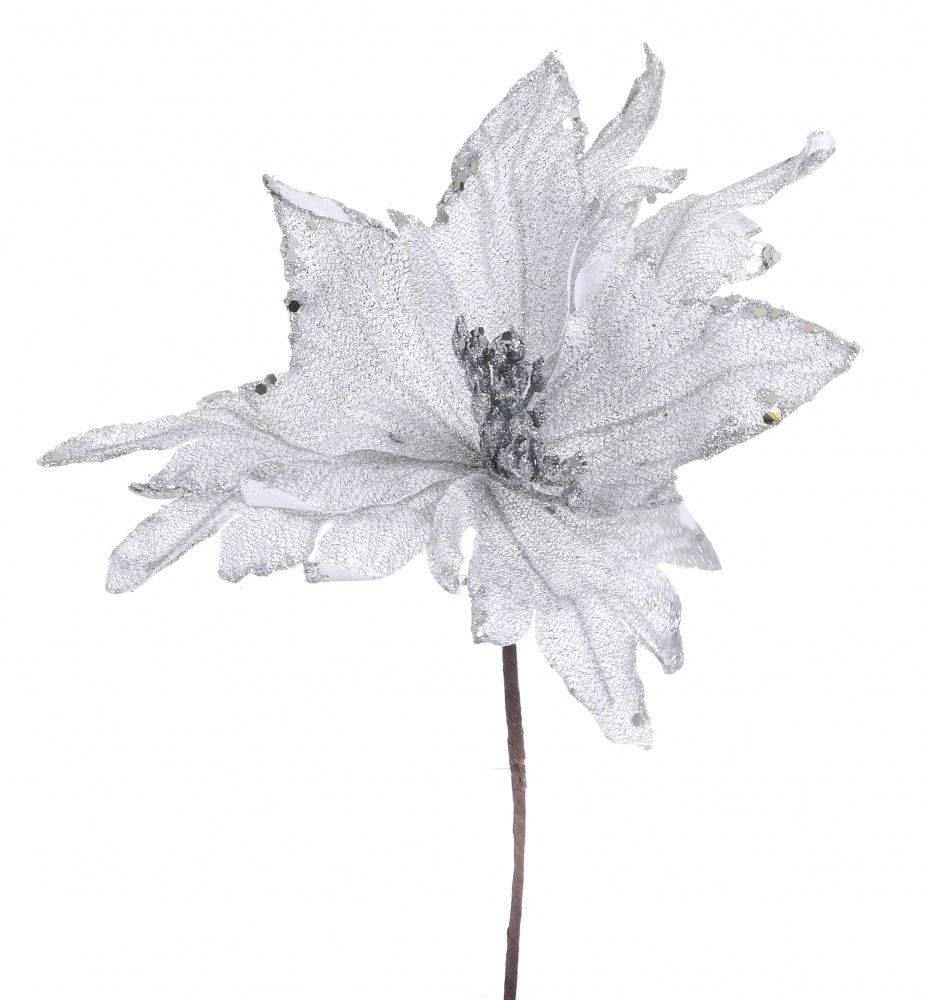 Квітка декоративна пуансетія з блиском 24 см колір в асортименті EPI-EY161139