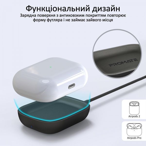 Беспроводное зарядное устройство Promate AuraPod-1 5W для AirPods Black