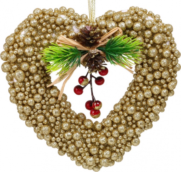 Декоративная подвеска Сердце с декором 15 см золотой HL21-30