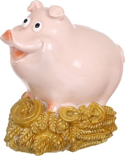 Декорація новорічна Сувенір-скарбничка Свинка весела на колосках 12,5 см ZY0917102C-2A 