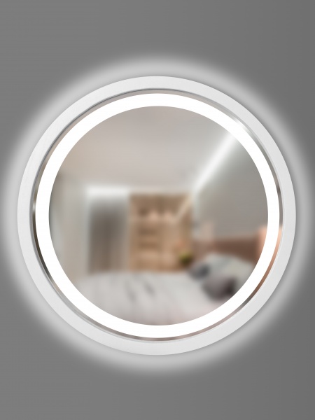 Зеркало со встроенной подсветкой Luxury Wood Perfection Slim LED ясень снежно-белый D750 мм 