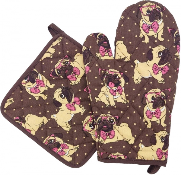 Набір кухонний Мопси коричневий із малюнком Simi 