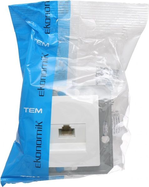 Розетка комп’ютерна TEM Ekonomik RJ45 білий KE37PWXO-U