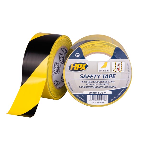 Лента сигнальная HPX Safety Tape самоклеющаяся 33 м HW5033