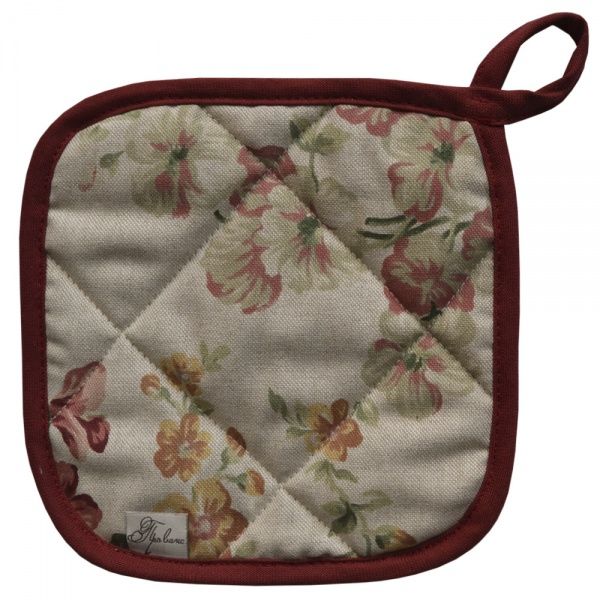 Прихватка Глорiя Троянда 20x20 см Прованс червоний із малюнком 