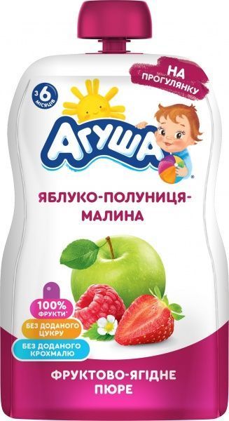 Пюре Яблуко-Полуниця-Малина 90 г Агуша 
