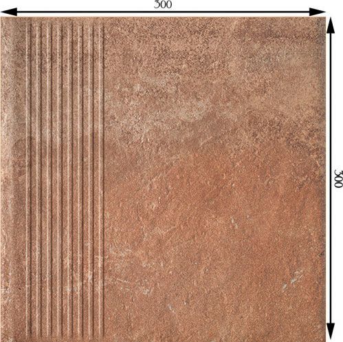 Клинкерная плитка Fondi rosso stopnica prosta 30x30 Ceramika Paradyz