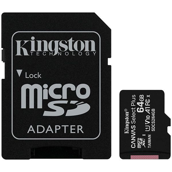 Карта пам'яті Kingston microSDXC 64 ГБ Class 10 (SDCS2/64GB) Canvas Select+ A1 UHS-I U1 